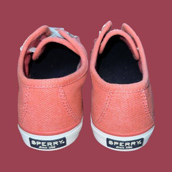NWOB Sperry Women's Crest Vibe Linen Sneaker Washed Salmon Size 6.5 - Picture 4 of 7